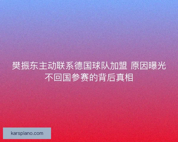 樊振东主动联系德国球队加盟 原因曝光不回国参赛的背后真相