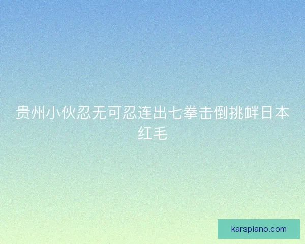 贵州小伙忍无可忍连出七拳击倒挑衅日本红毛