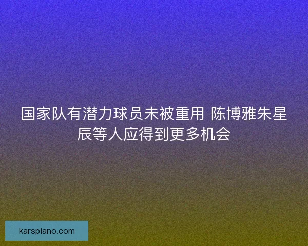 国家队有潜力球员未被重用 陈博雅朱星辰等人应得到更多机会